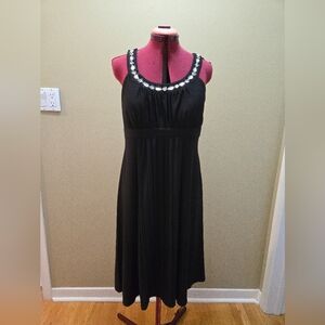 Black Sleeveless Dress with Embellished Neckline